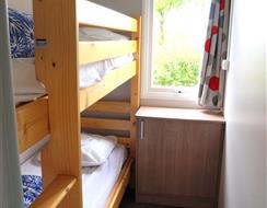 Chambre lits superposés mobil home Héol camping Les Embruns Camoël entre Arzal, La Roche Bernard et Pénestin sud Morbihan