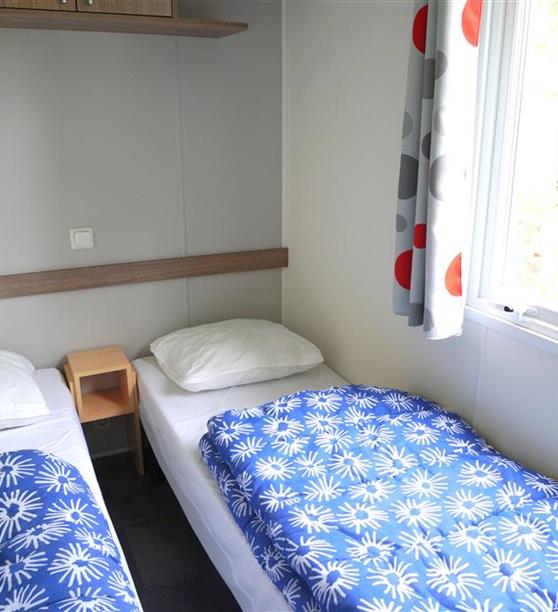 Chambre lits jumeaux mobil home Héol camping Les Embruns Camoël entre Arzal, La Roche Bernard et Pénestin sud Morbihan